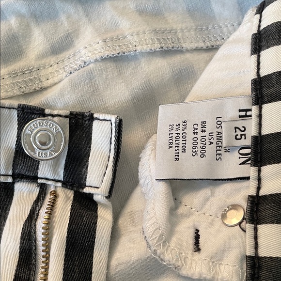 Hudson Jeans Black and White Striped Skinny Jeans - Picture 5 of 9